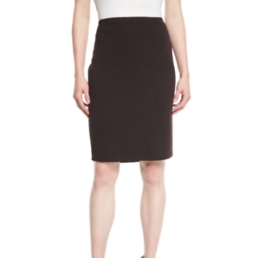 EILEEN FISHER BROWN WOOL CREPE KNIT PENCIL SKIRT SIZE XL